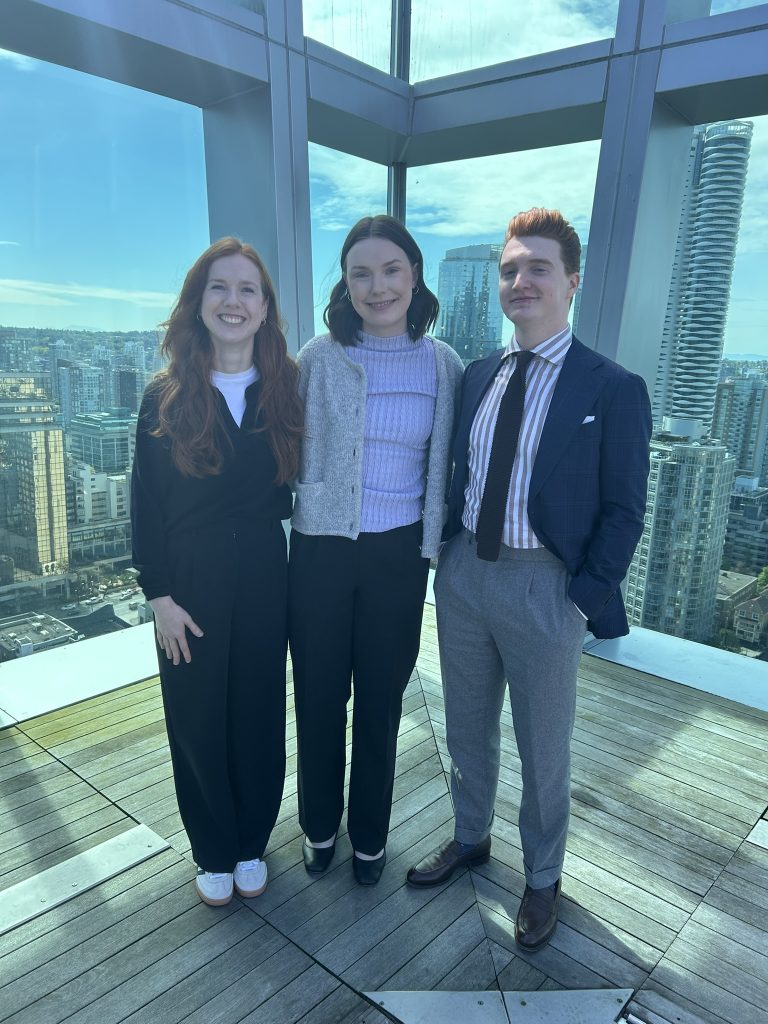 RG's Summer Students pictured left to right on the office's rooftop terrace. Alannah James, Jacquelynne Coles, and Taylor Epp.